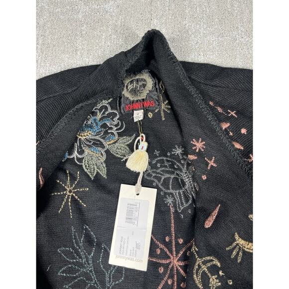 JOHNNY WAS BIYA EMBROIDERED BLACK ESMERALDA SWEATER SIZE M NEW - Picture 3 of 8
